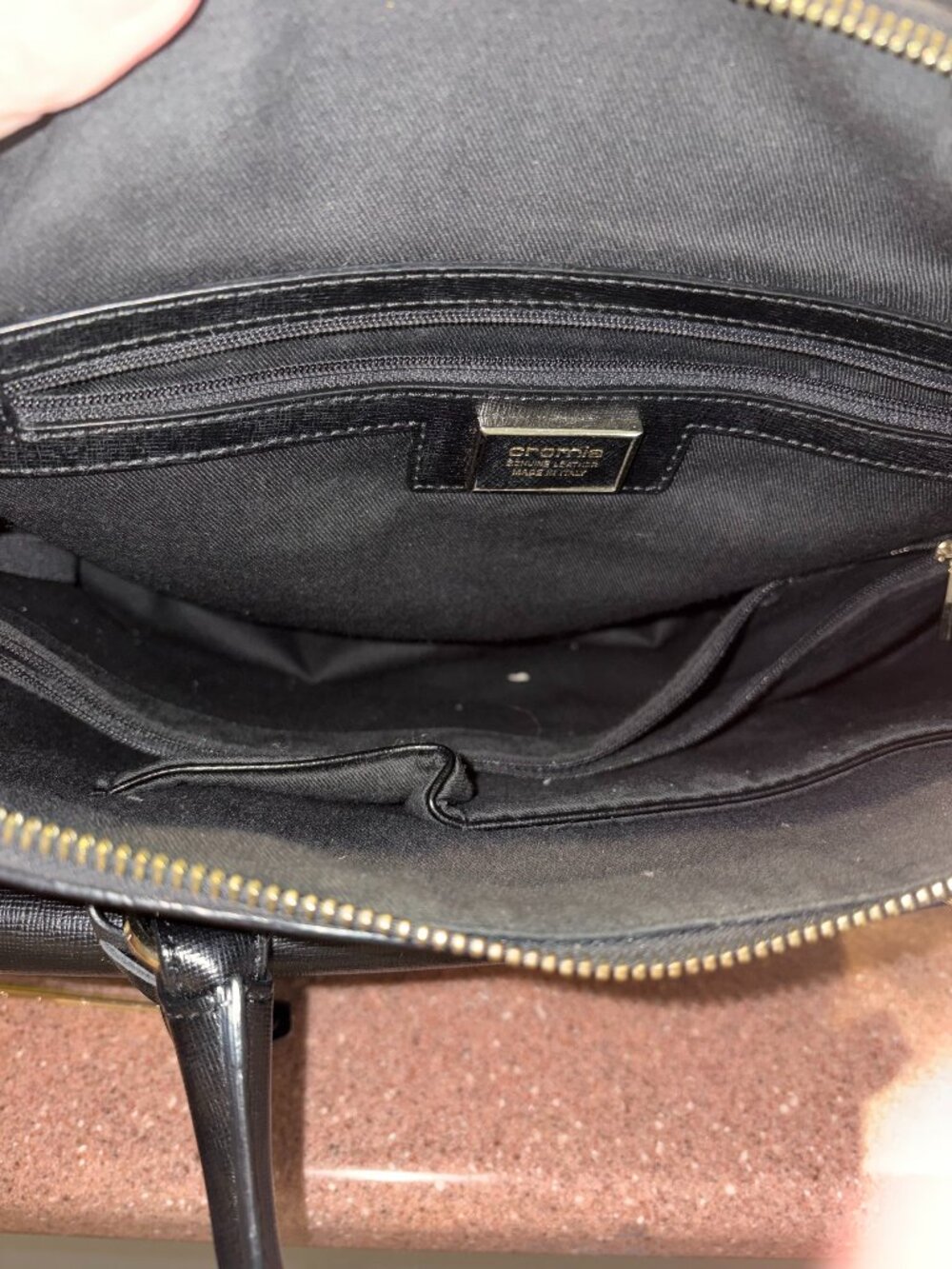 Classic Italian Leather Black Cromia Satchel w/Removeable Clutch and Purse Pouch - Picture 14 of 16